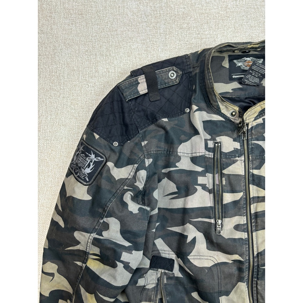Harley Davidson Mens 3XL Camo Military Riding Jacket Quilted Shoulder - Picture 2 of 9